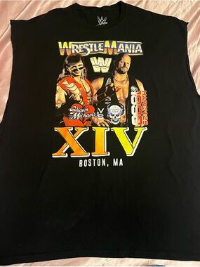 1998 Authentic WWE WrestleMania XIV Boston Black Graphic Tank